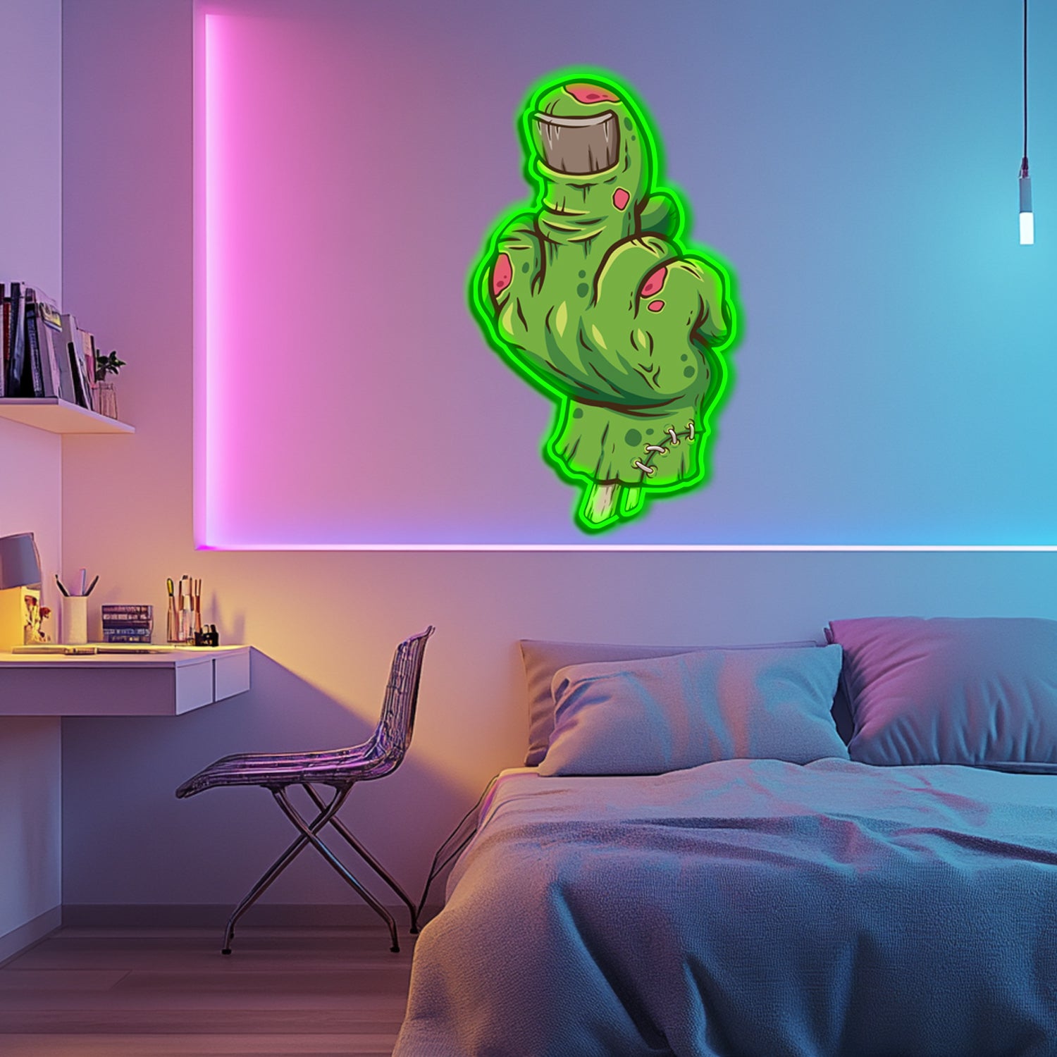 UV Printed Zombie Hand Neon Wall Art- LV0098