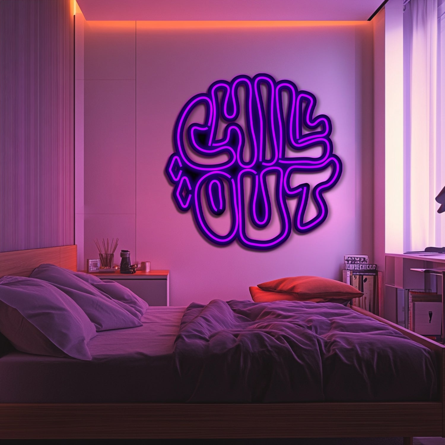 Chill Out Metal Neon Wall Art- LN0134