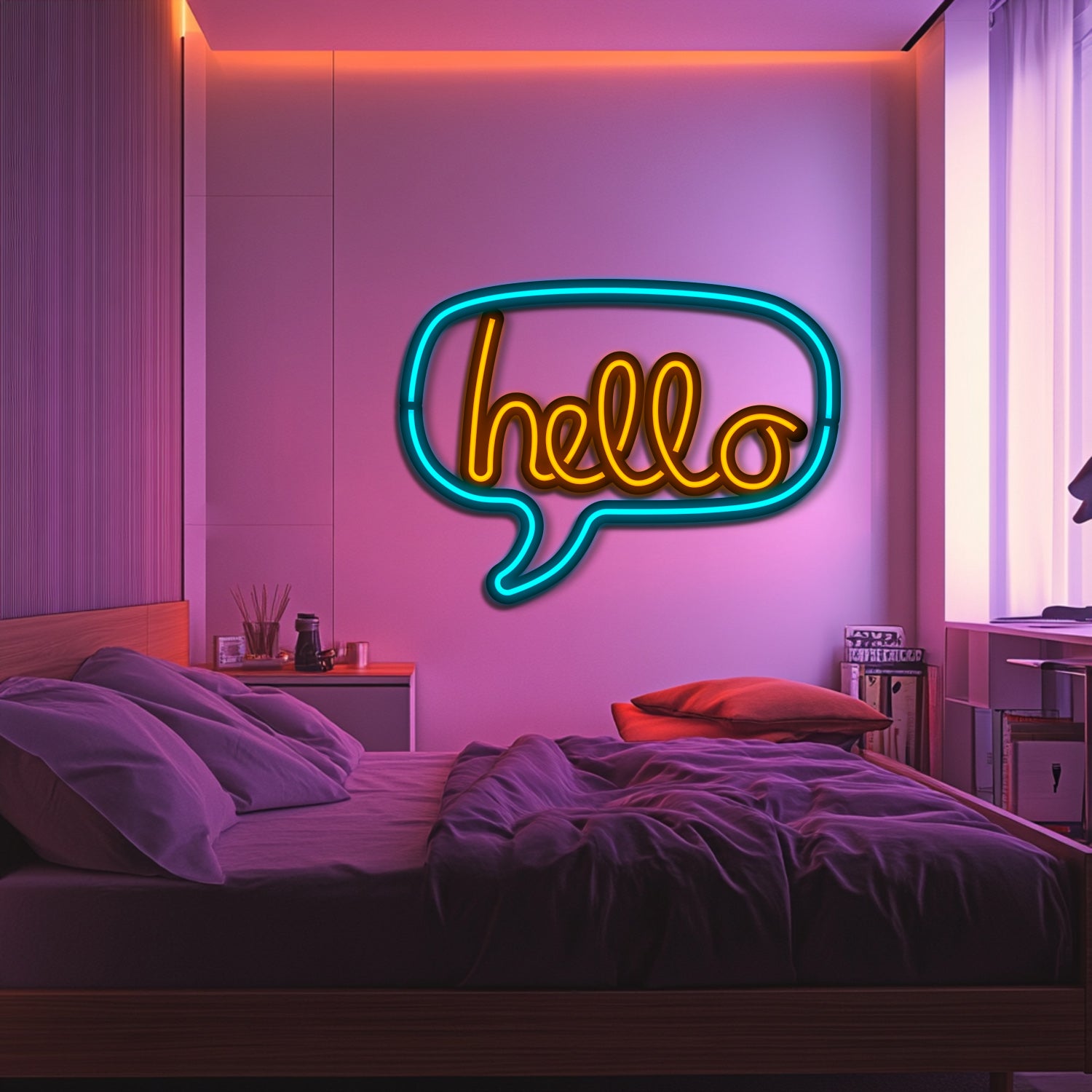 Hello Metal Neon Wall Art- LN0141