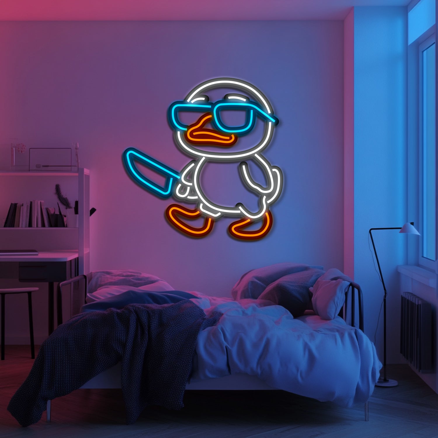Gangster Duck Metal Neon Wall Art- LN0098