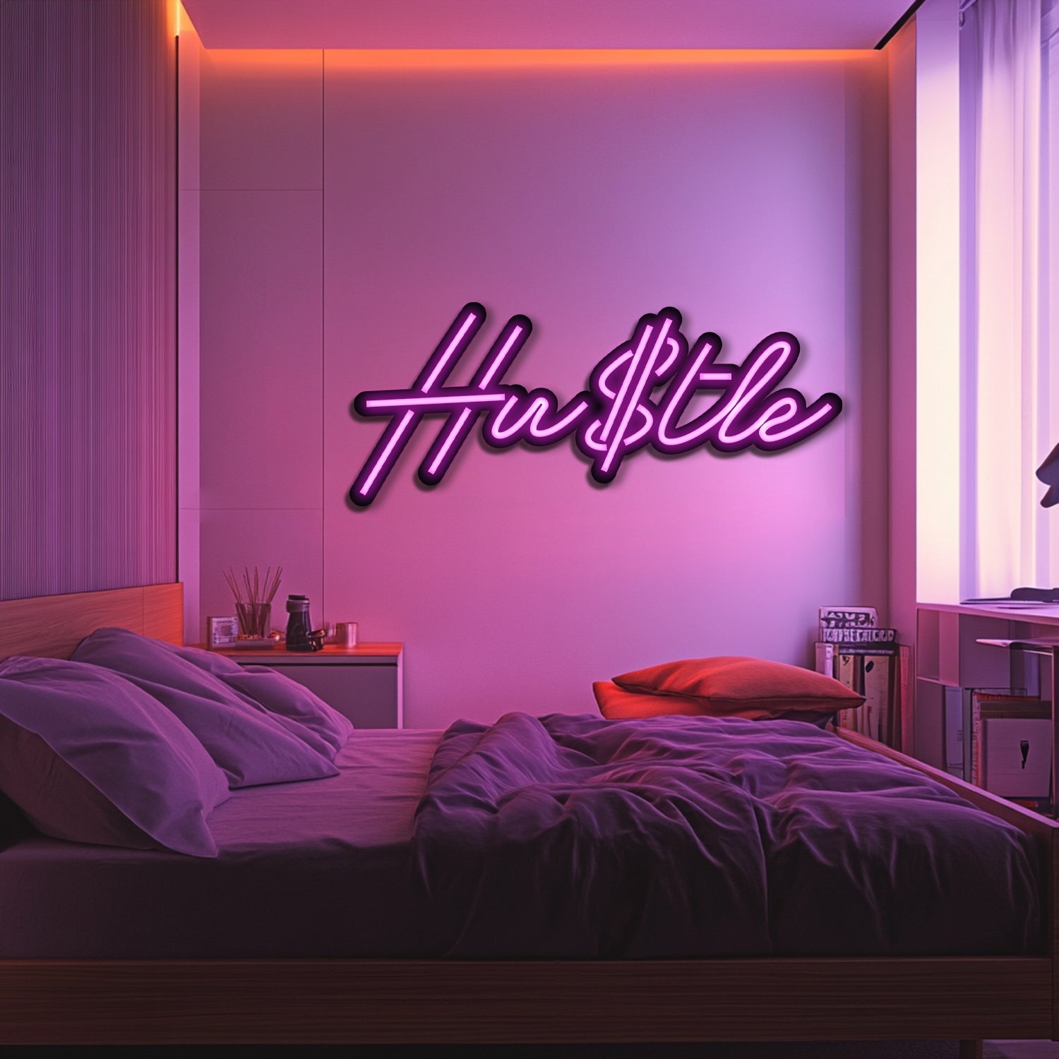 Hustle Metal Neon Wall Art- LN0235