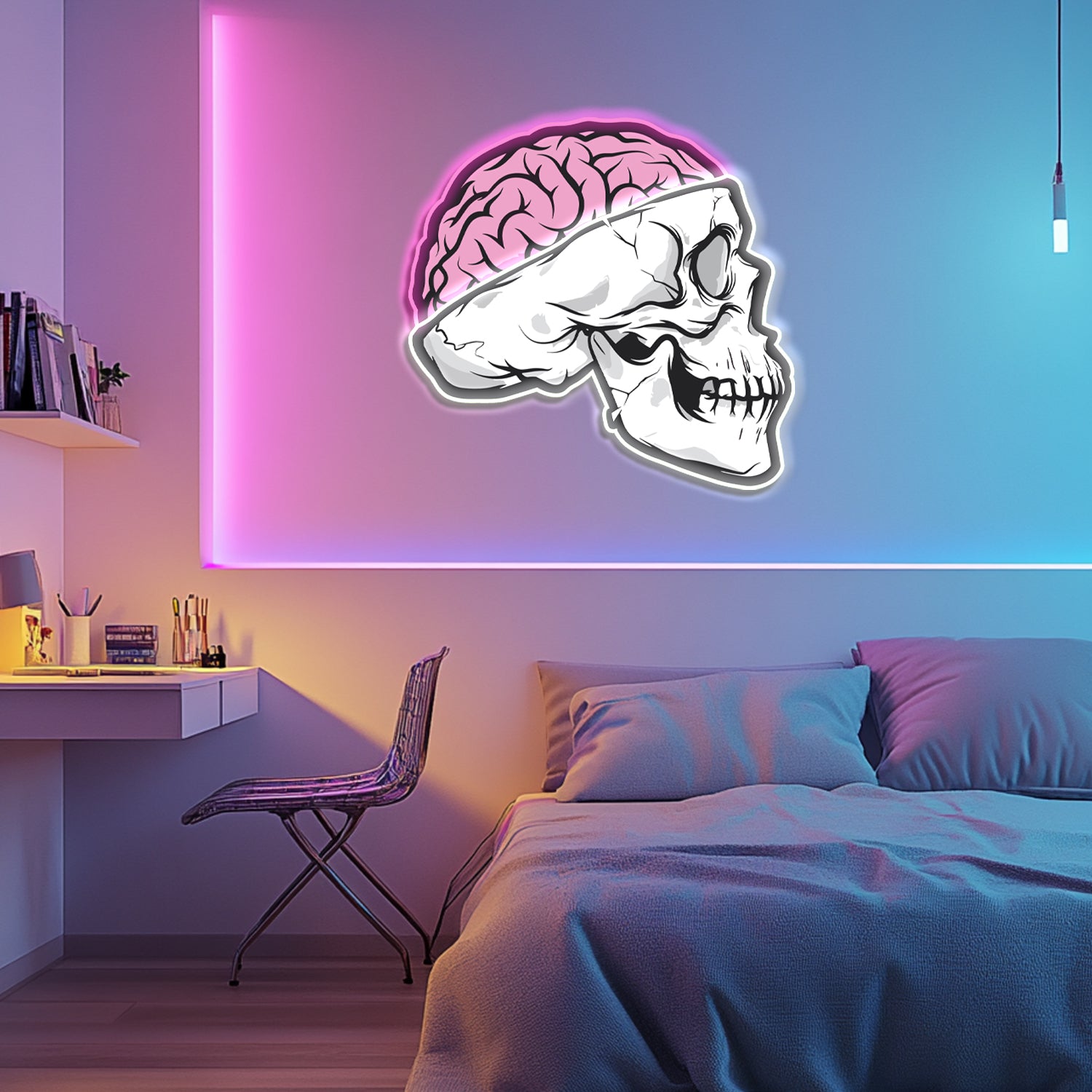 UV Printed Skull Brain Neon Wall Art- LV0097