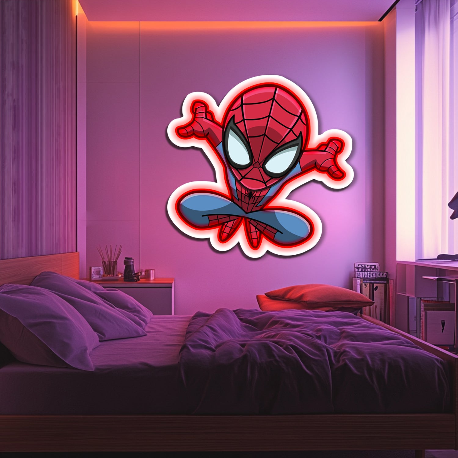 UV Printed Spider-Man Neon Wall Art- LV0093