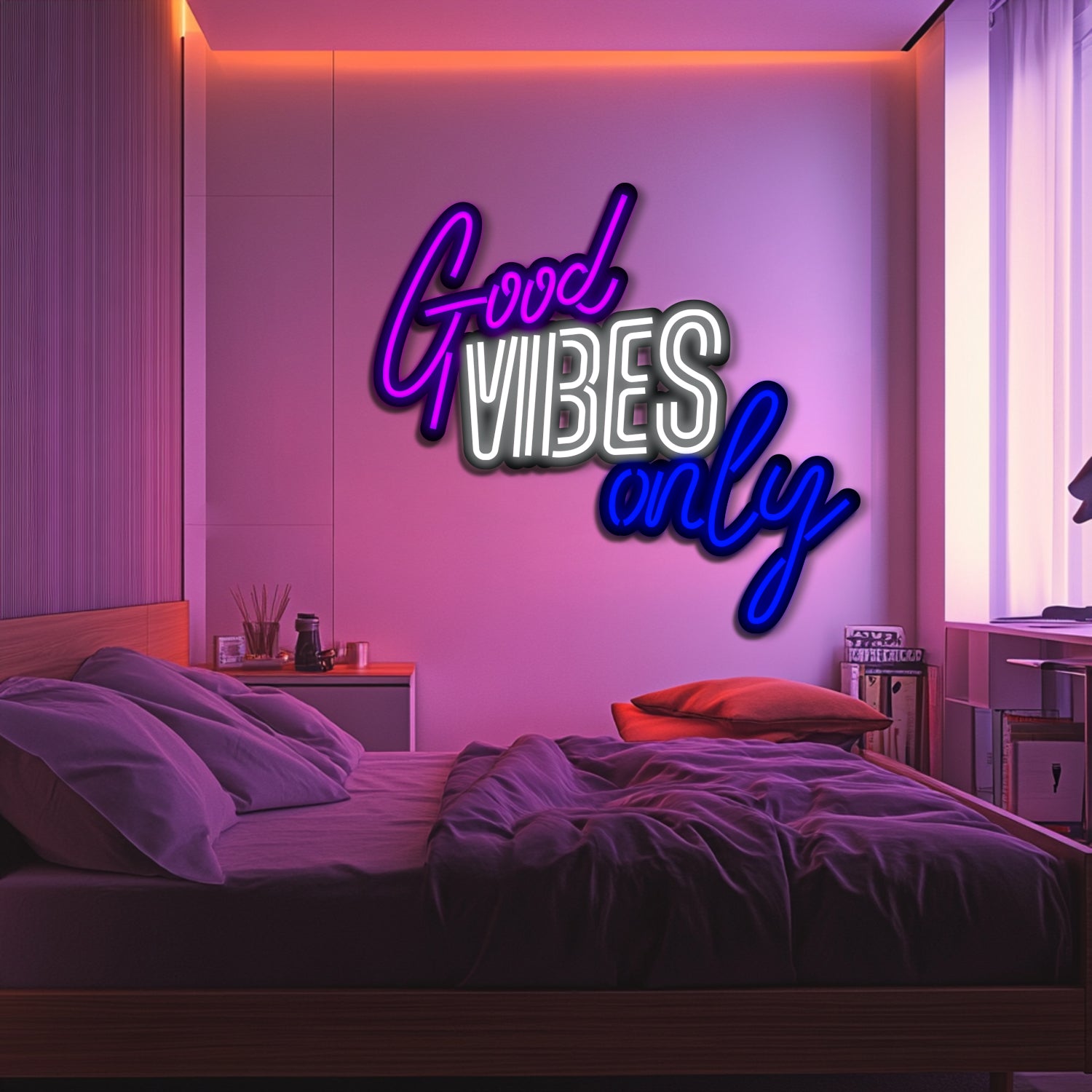 Good Vibes Only Metal Neon Wall Art- LN0231