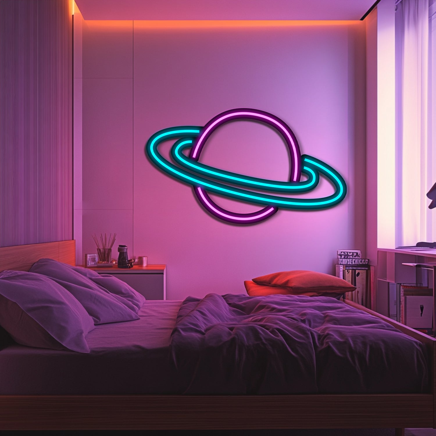 Saturn Metal Neon Wall Art- LN0199