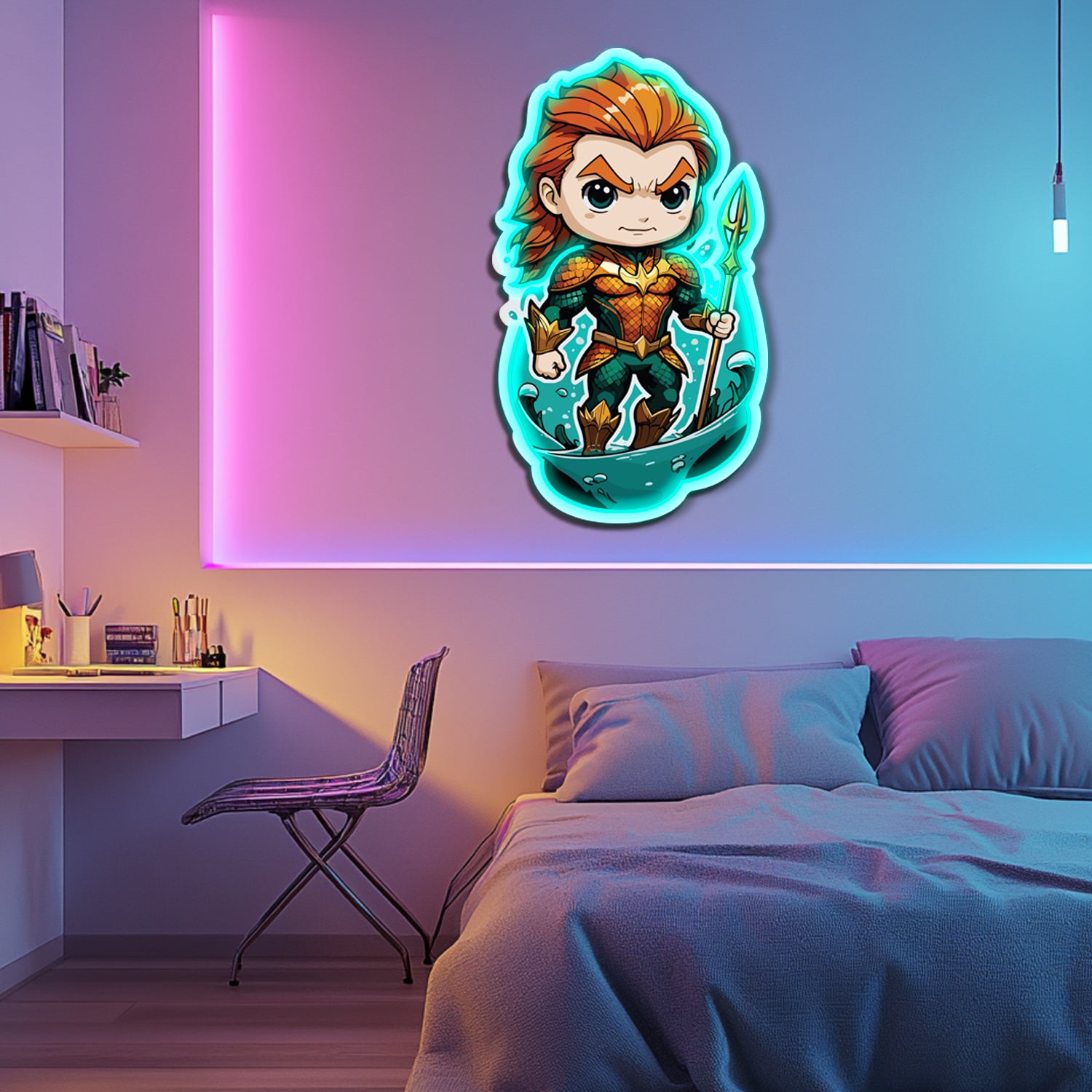 UV Printed Aquaman Neon Wall Art- LV0088