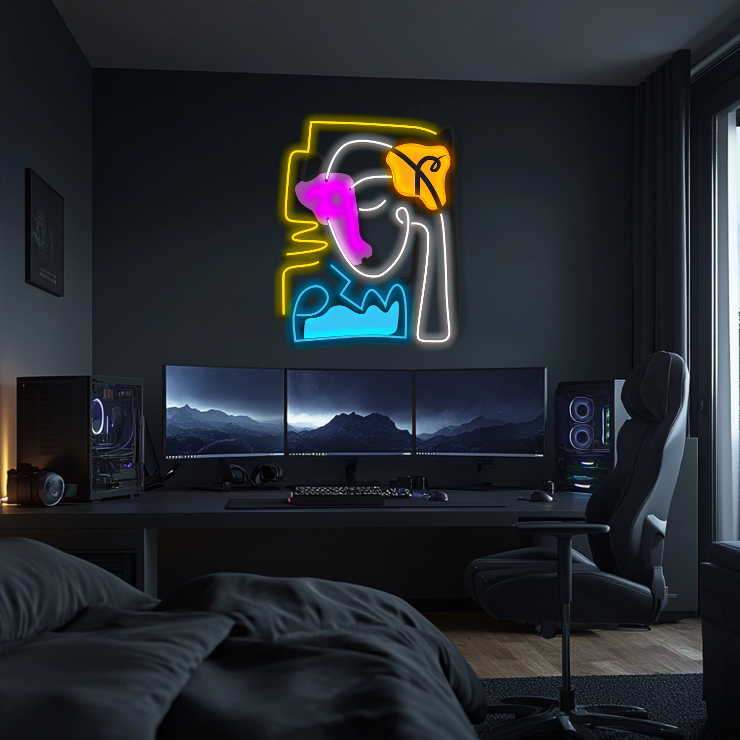 UV Printed Abstact Neon Wall Art- LV0110