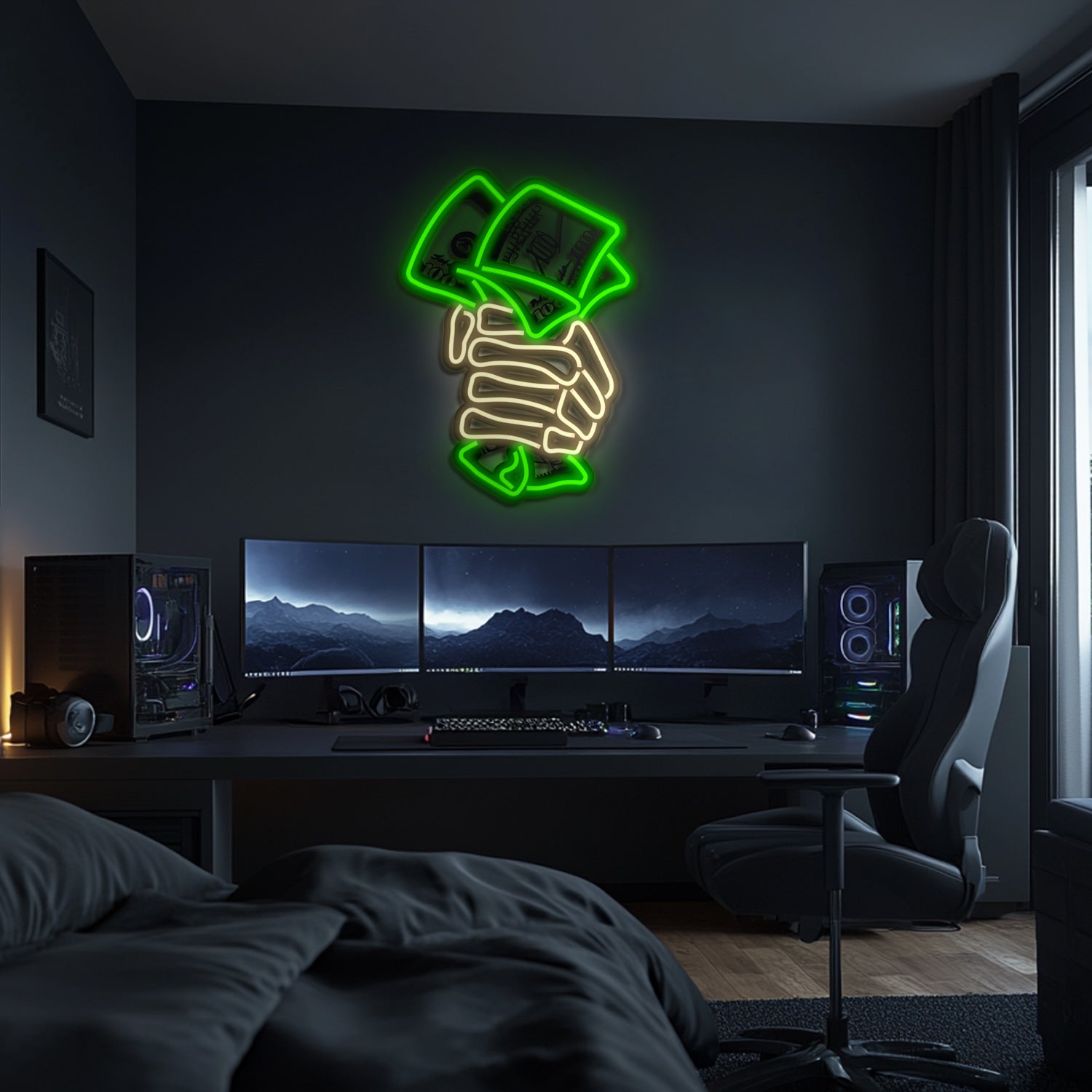 Skull Money Metal Neon Wall Art- LN0105