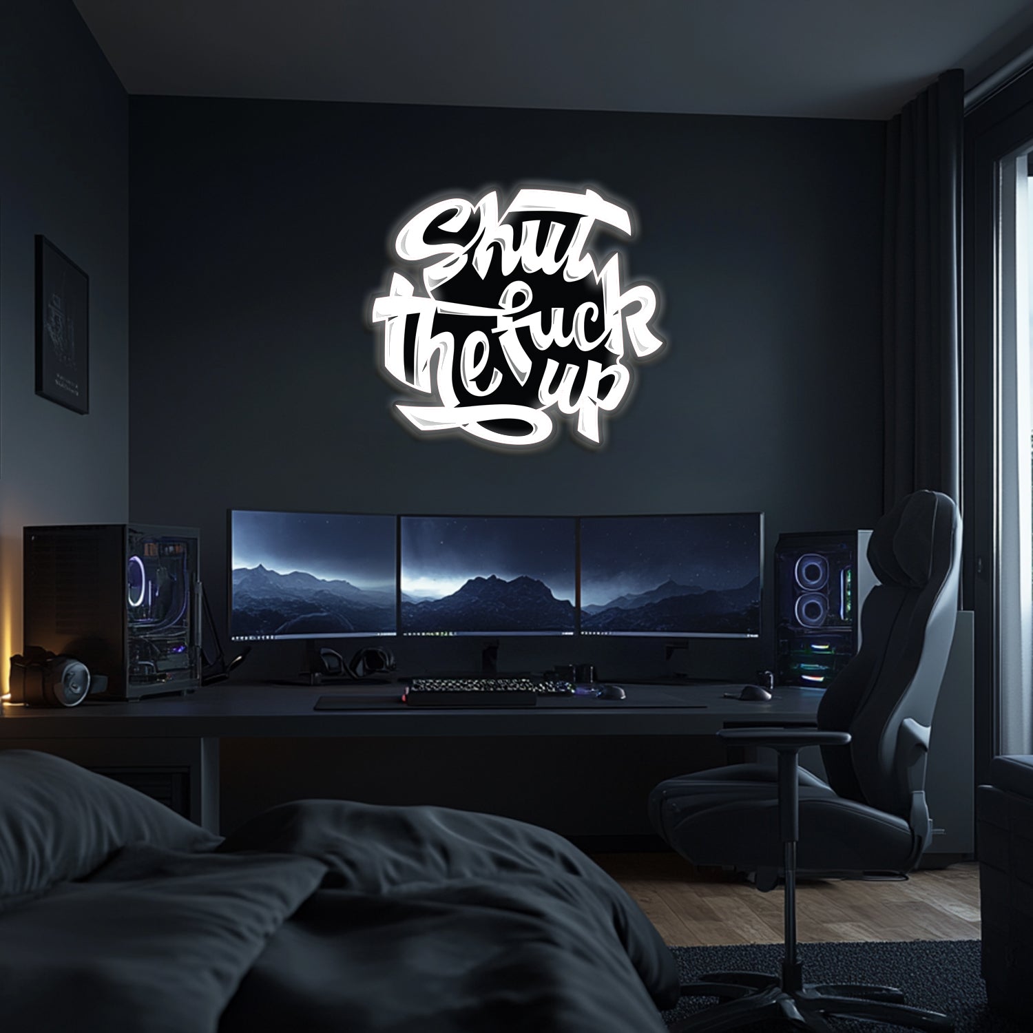 UV Printed Shut The Fuck Up Neon Wall Art- LV0089