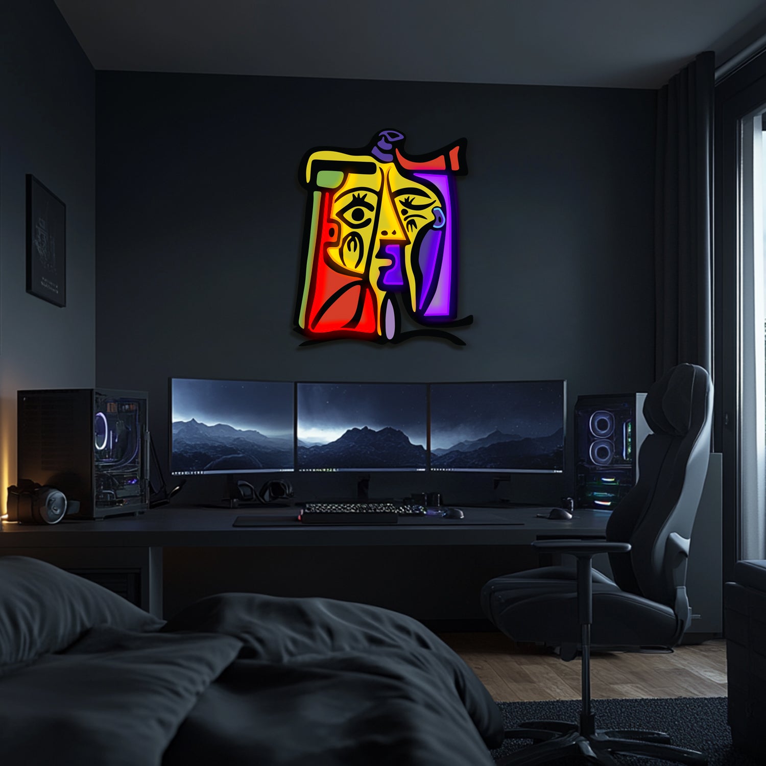 UV Printed Abstact Neon Wall Art- LV0114