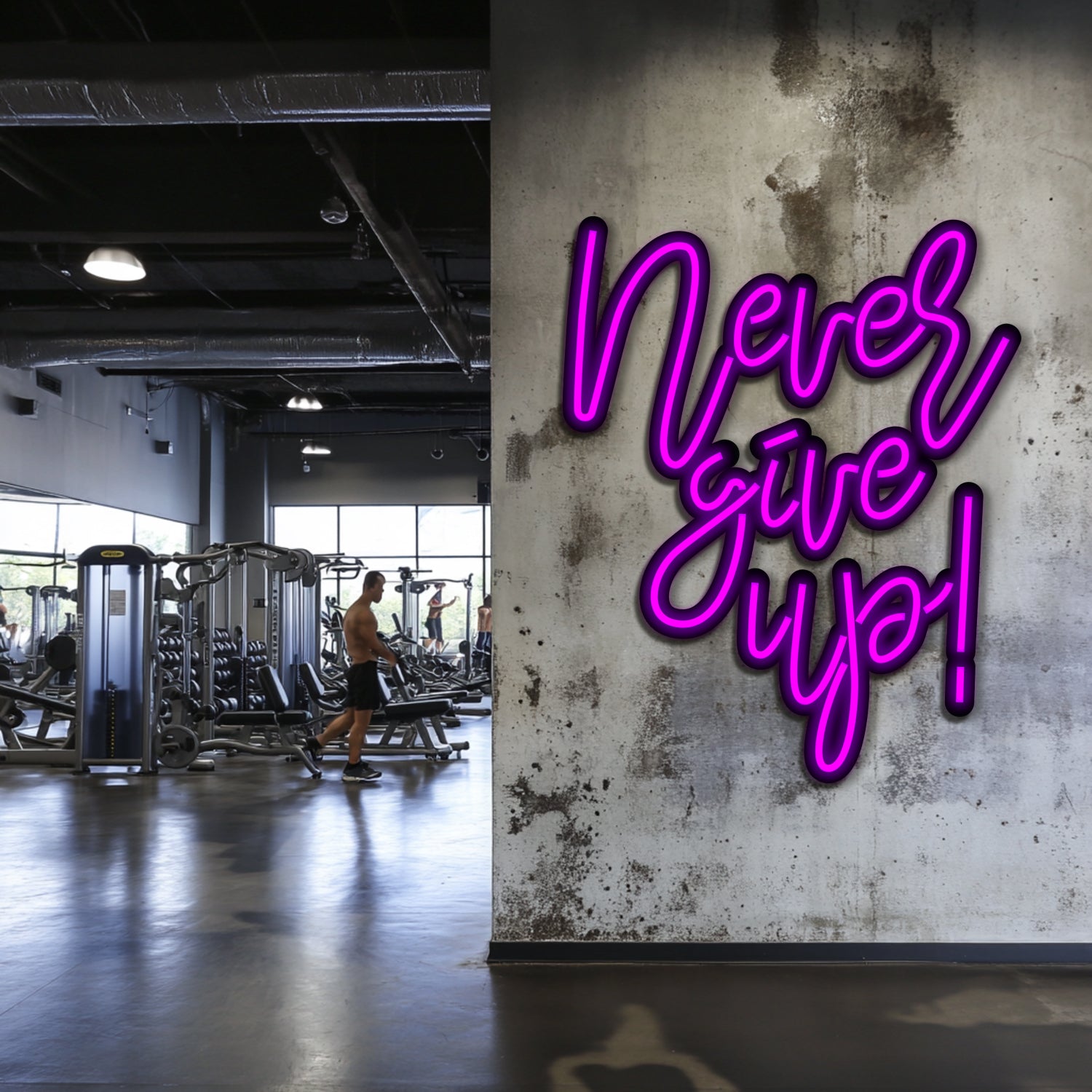 Never Give Up Metal Neon Wall Art- LN0224