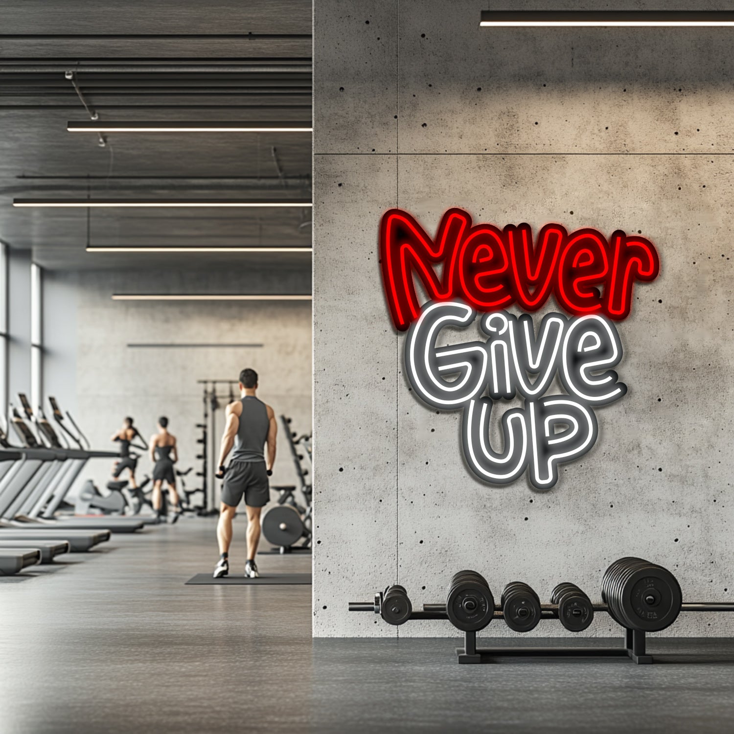 Never Give Up Metal Neon Wall Art- LN0144