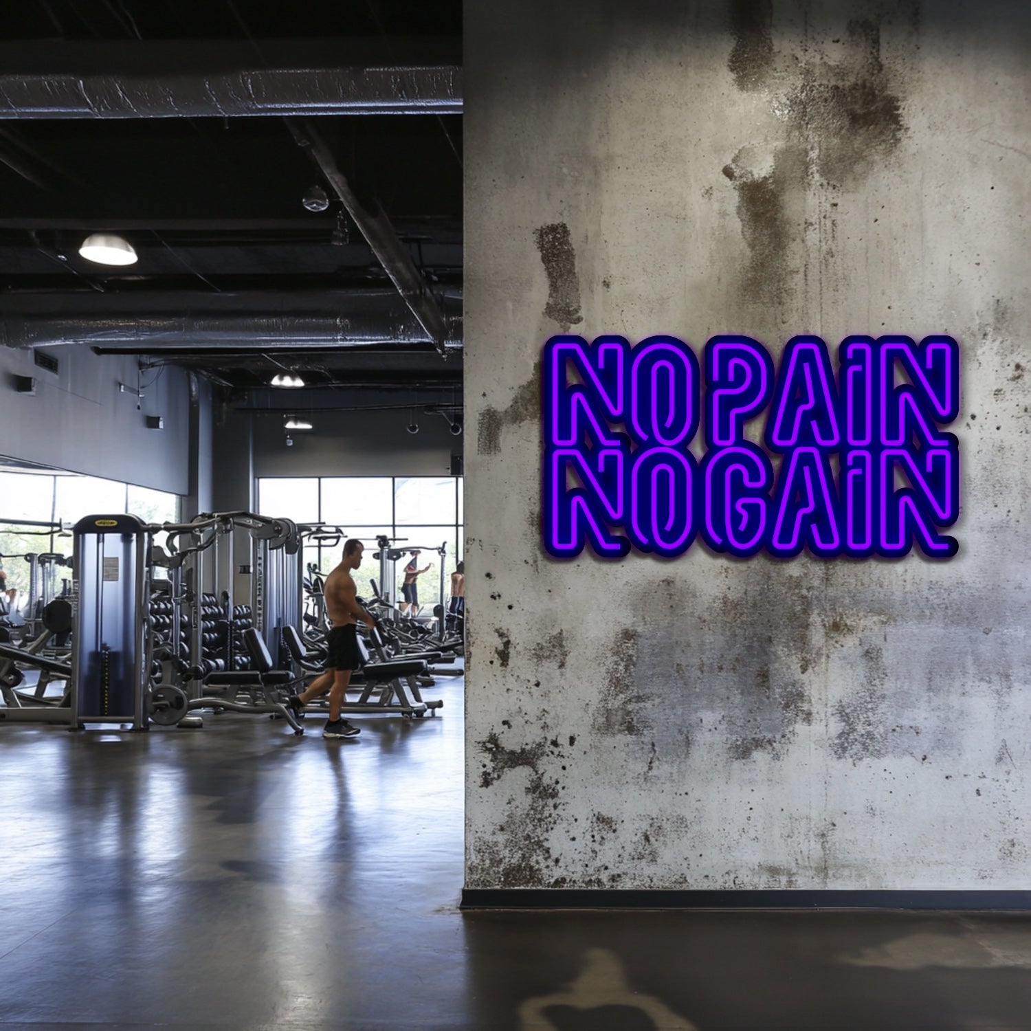 No Pain No Gain Metal Neon Wall Art- LN0110