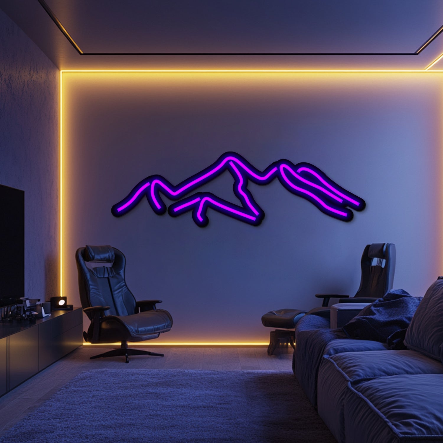 Om and Lotus Metal Neon Wall Art- LN0174