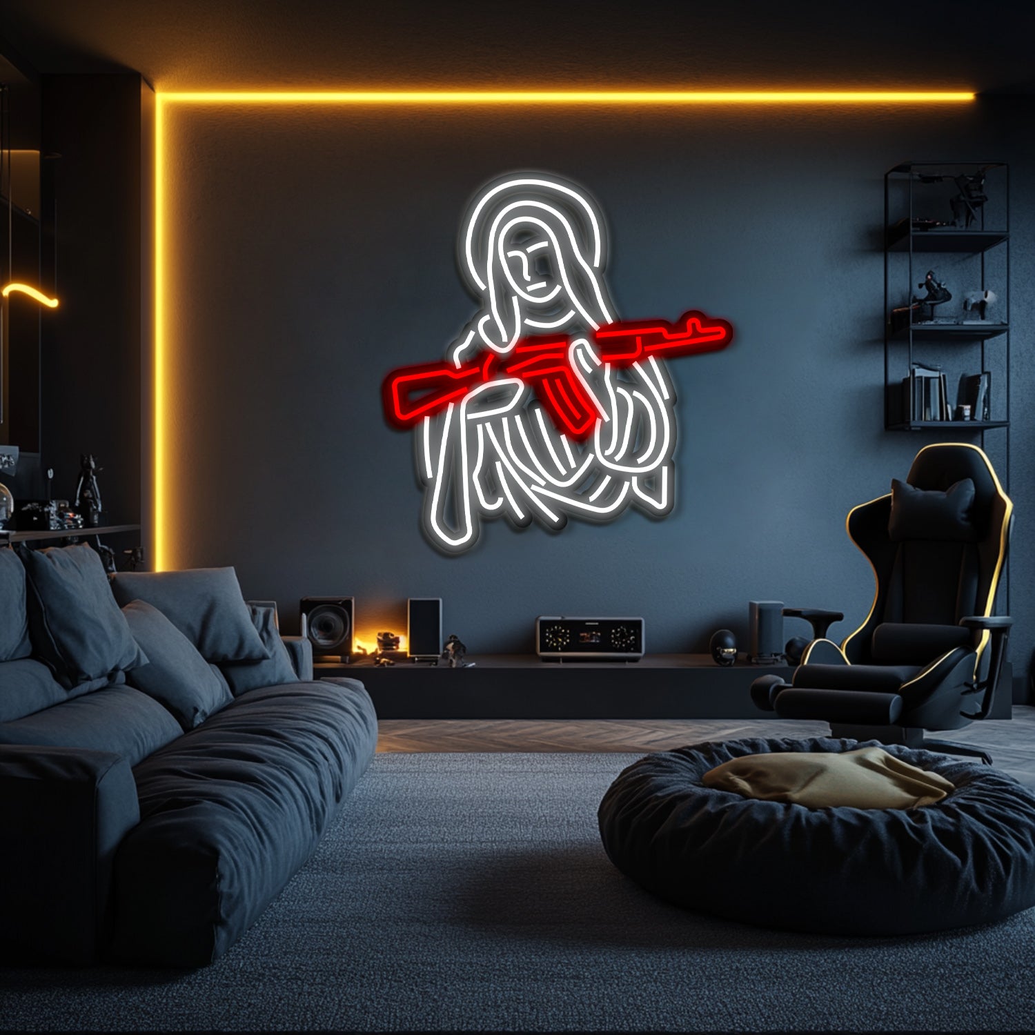 Saint and Gun Metal Neon Wall Art- LN0122