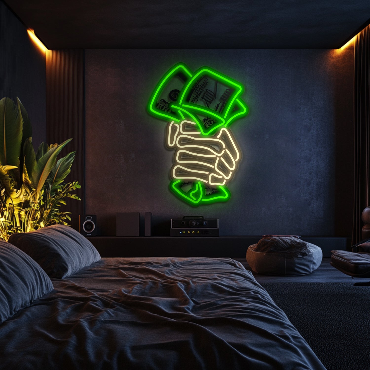 Skull Money Metal Neon Wall Art- LN0105