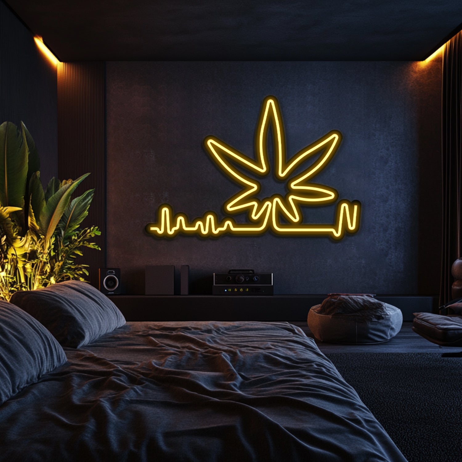 Weed Rythm Metal Neon Wall Art- LN0165