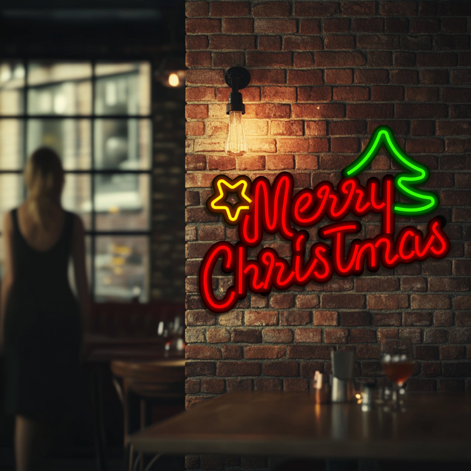 Merry Christmas Metal Neon Wall Art- LN0227