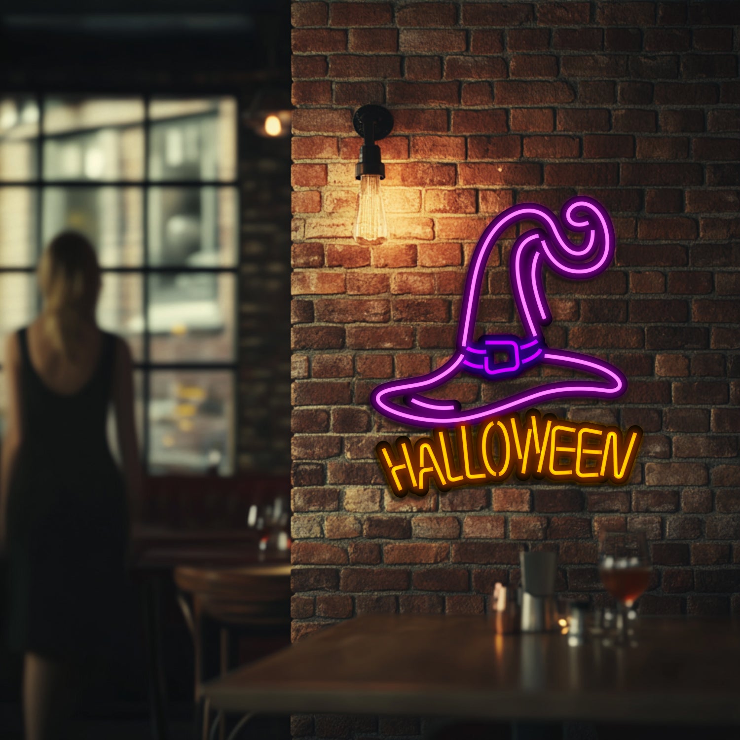 Halloween Hat Metal Neon Wall Art- LN0211