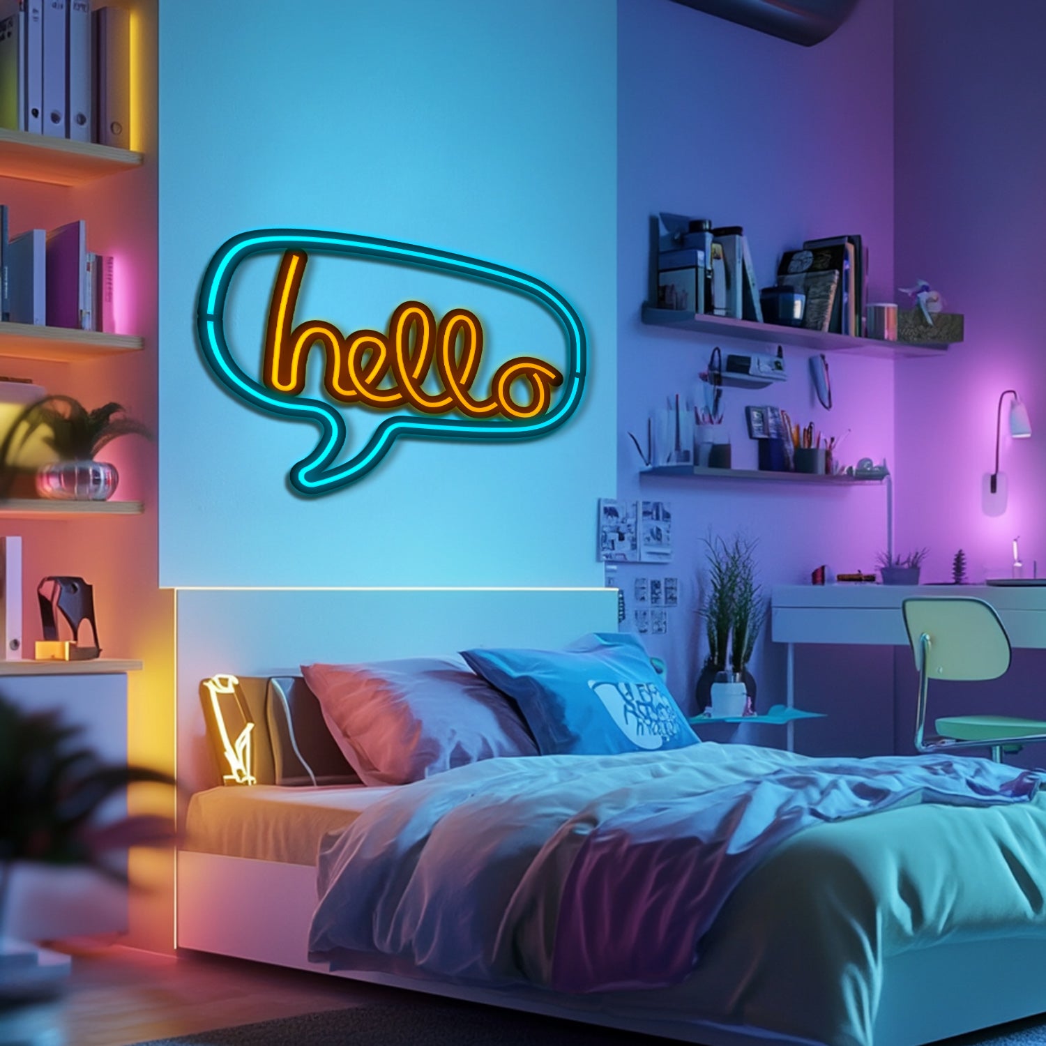 Hello Metal Neon Wall Art- LN0141