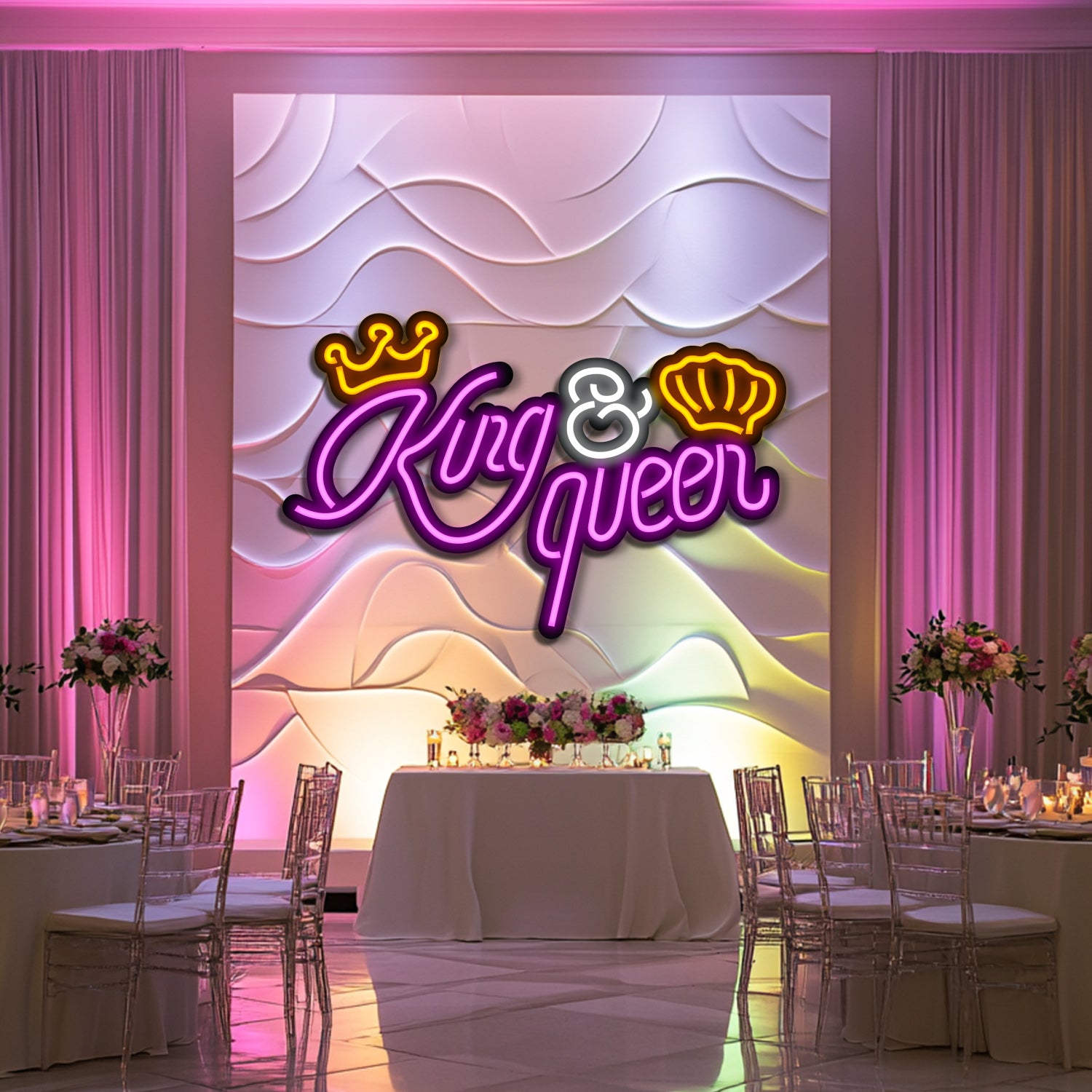 King and Queen Wedding Metal Neon Wall Art- LN0154