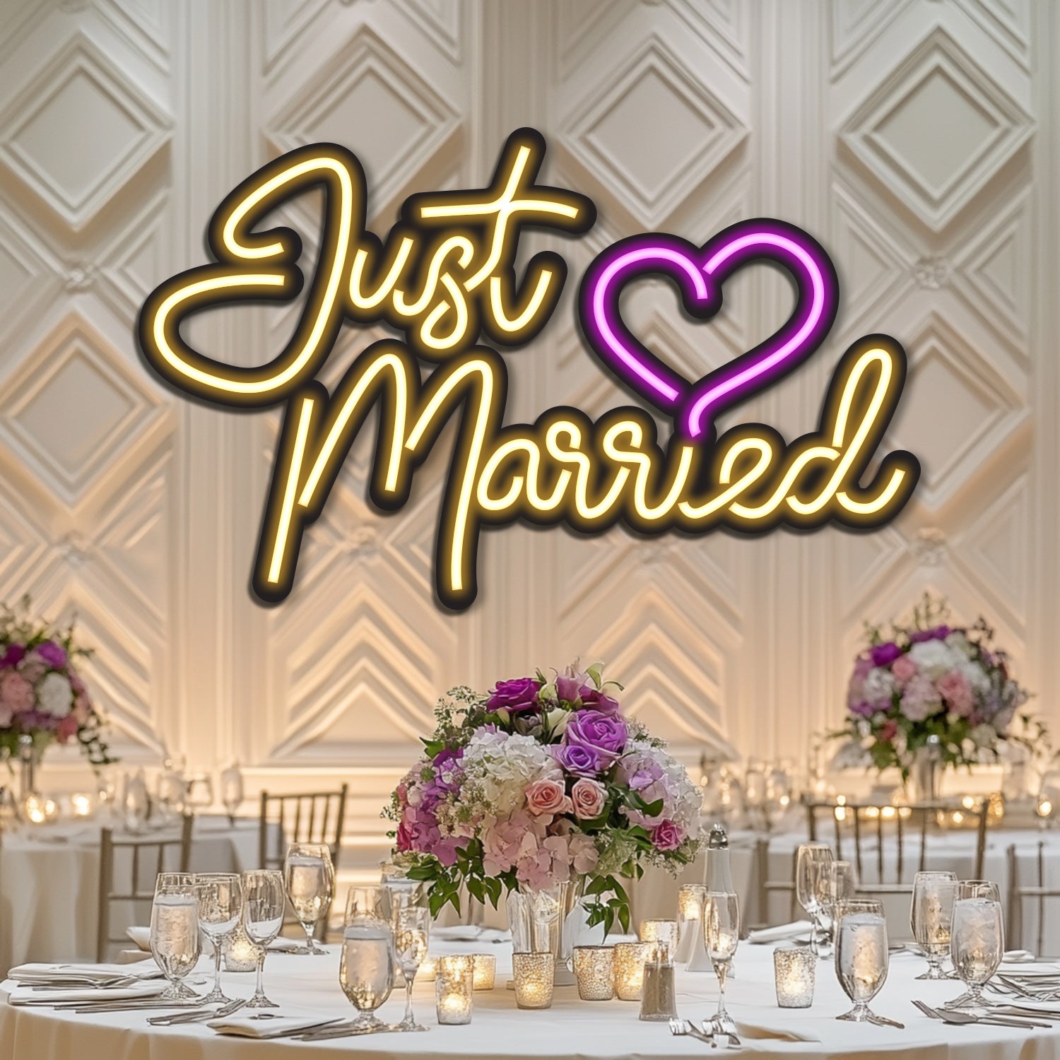 Just Married Wedding Metal Neon Wall Art- LN0153