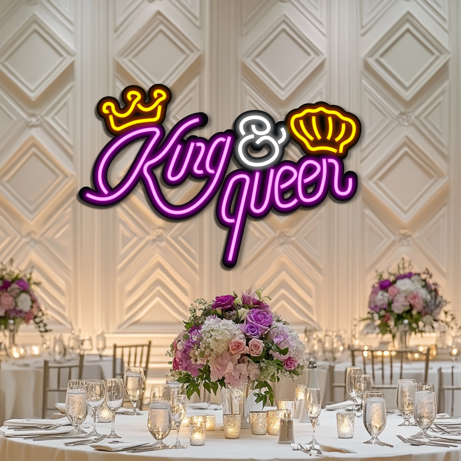 King and Queen Wedding Metal Neon Wall Art- LN0154