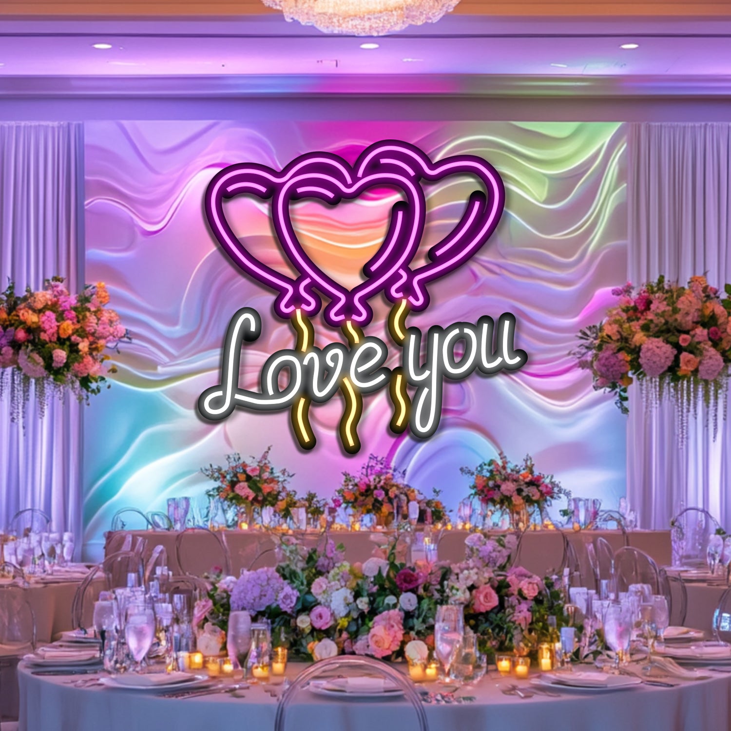 Love Balloons Wedding Metal Neon Wall Art- LN0156
