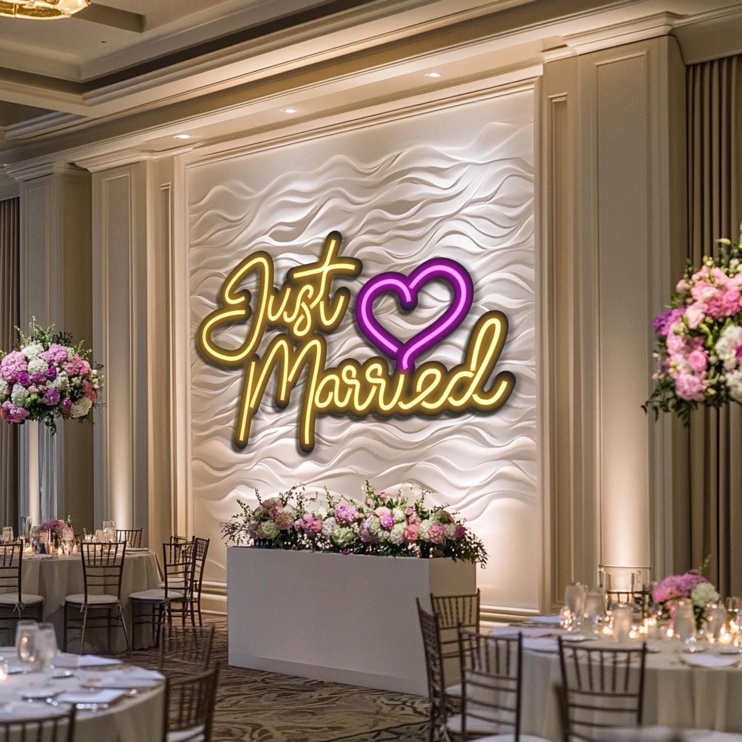 Just Married Wedding Metal Neon Wall Art- LN0153