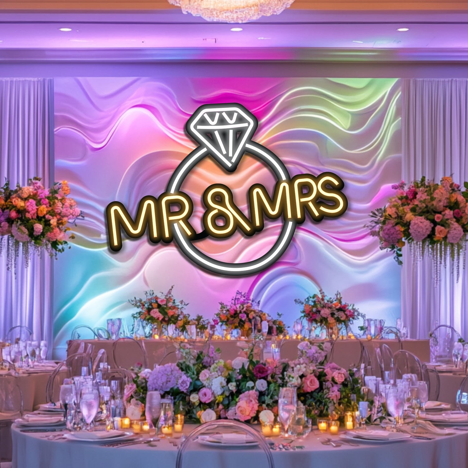 MR & MRS Wedding Metal Neon Wall Art- LN0157