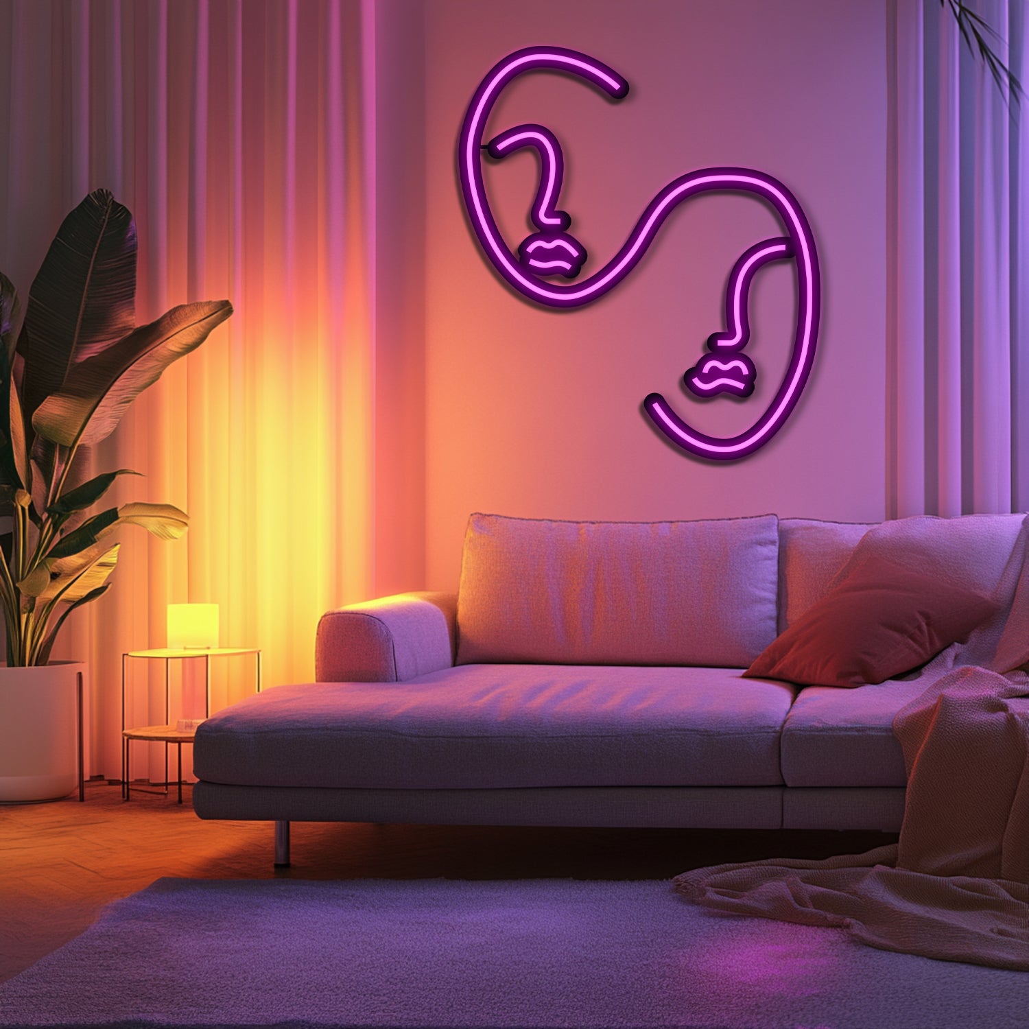 Two Faces Metal Neon Wall Art- LN0200