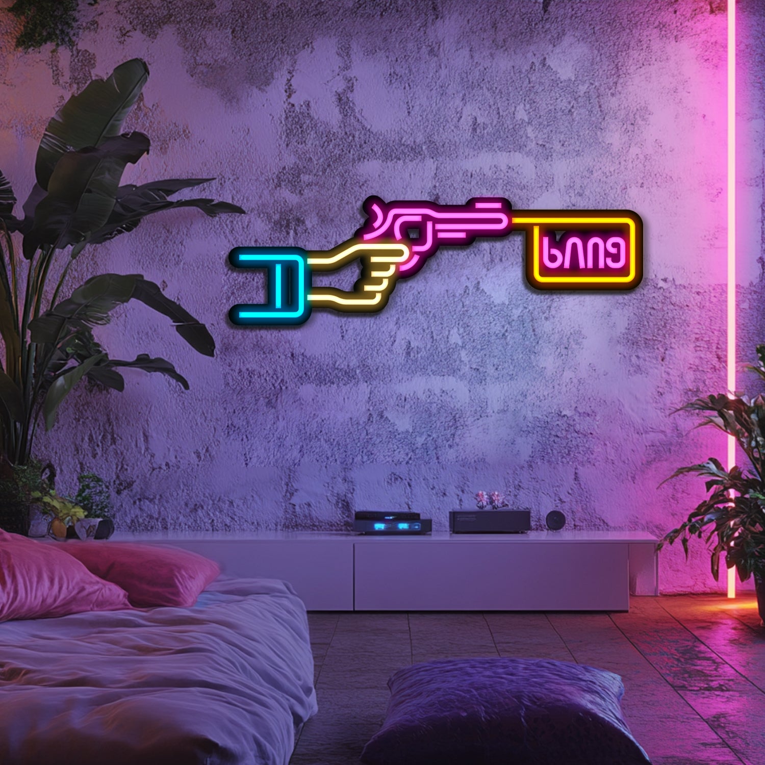 BANG Weapon Metal Neon Wall Art- LN0128