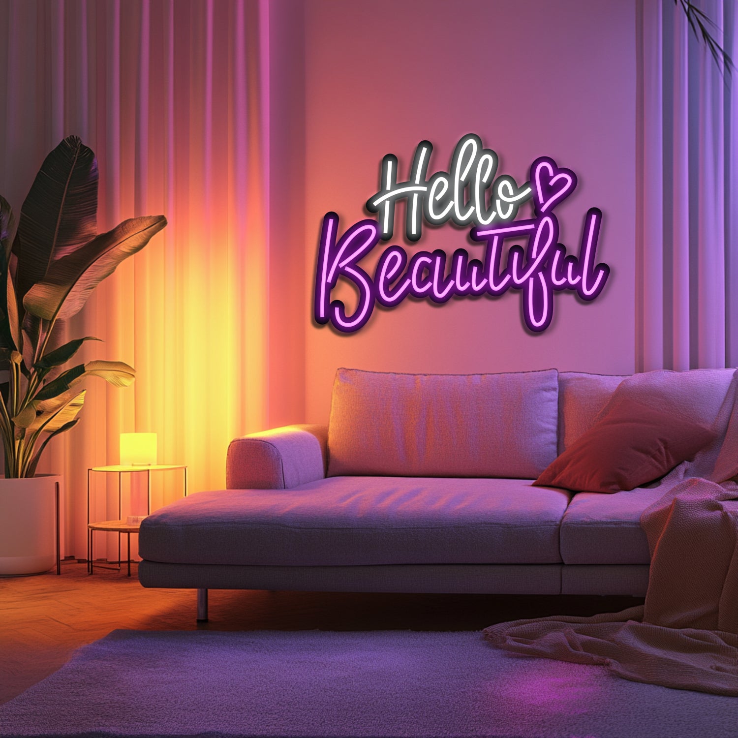 Hello Beautiful Metal Neon Wall Art- LN0233