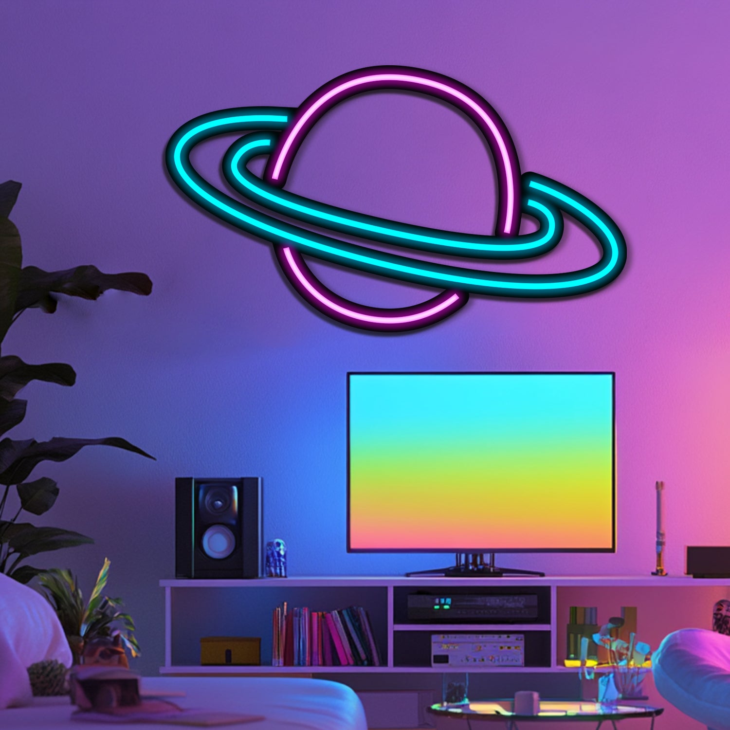Saturn Metal Neon Wall Art- LN0199