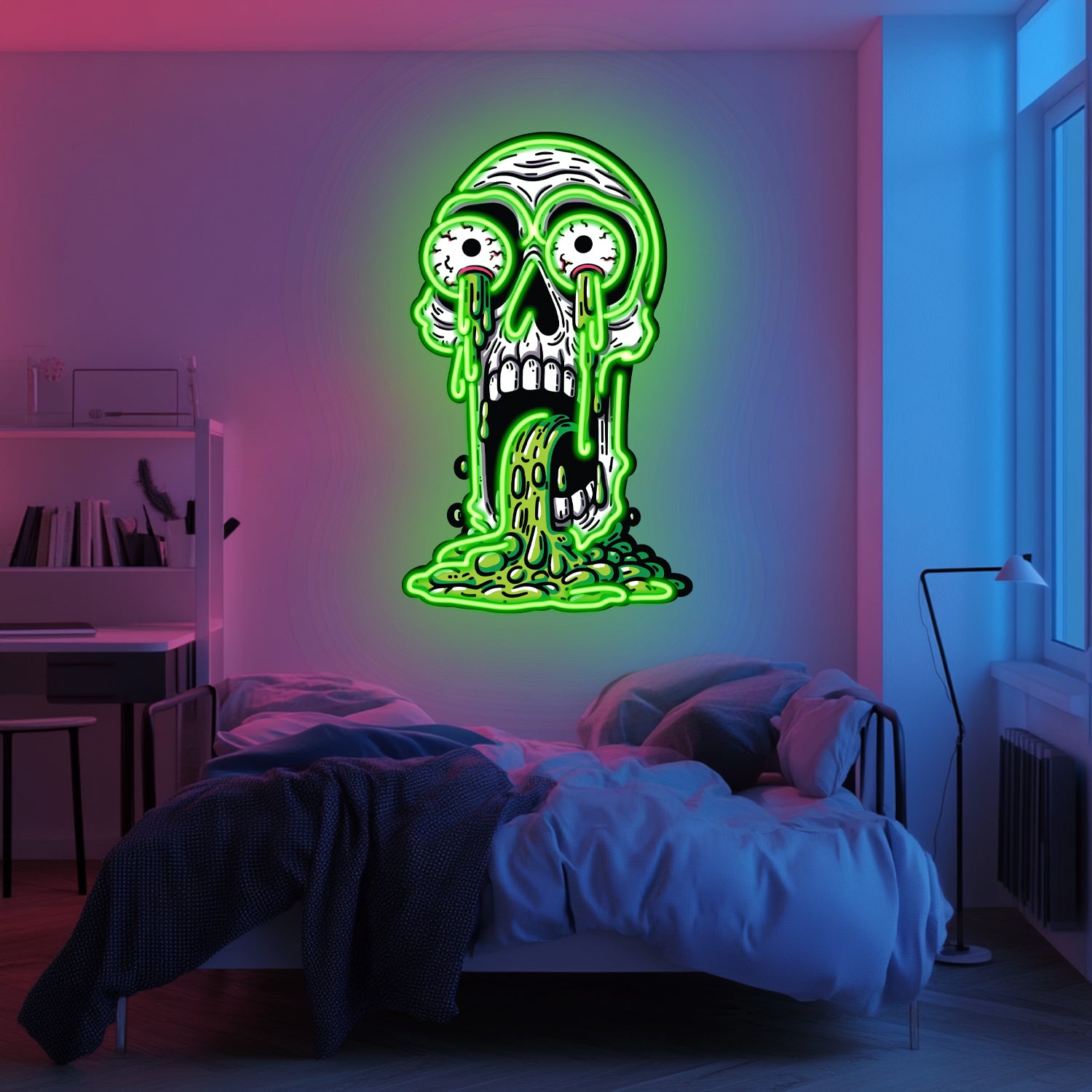 UV Printed Skull Neon Wall Art- LV0029