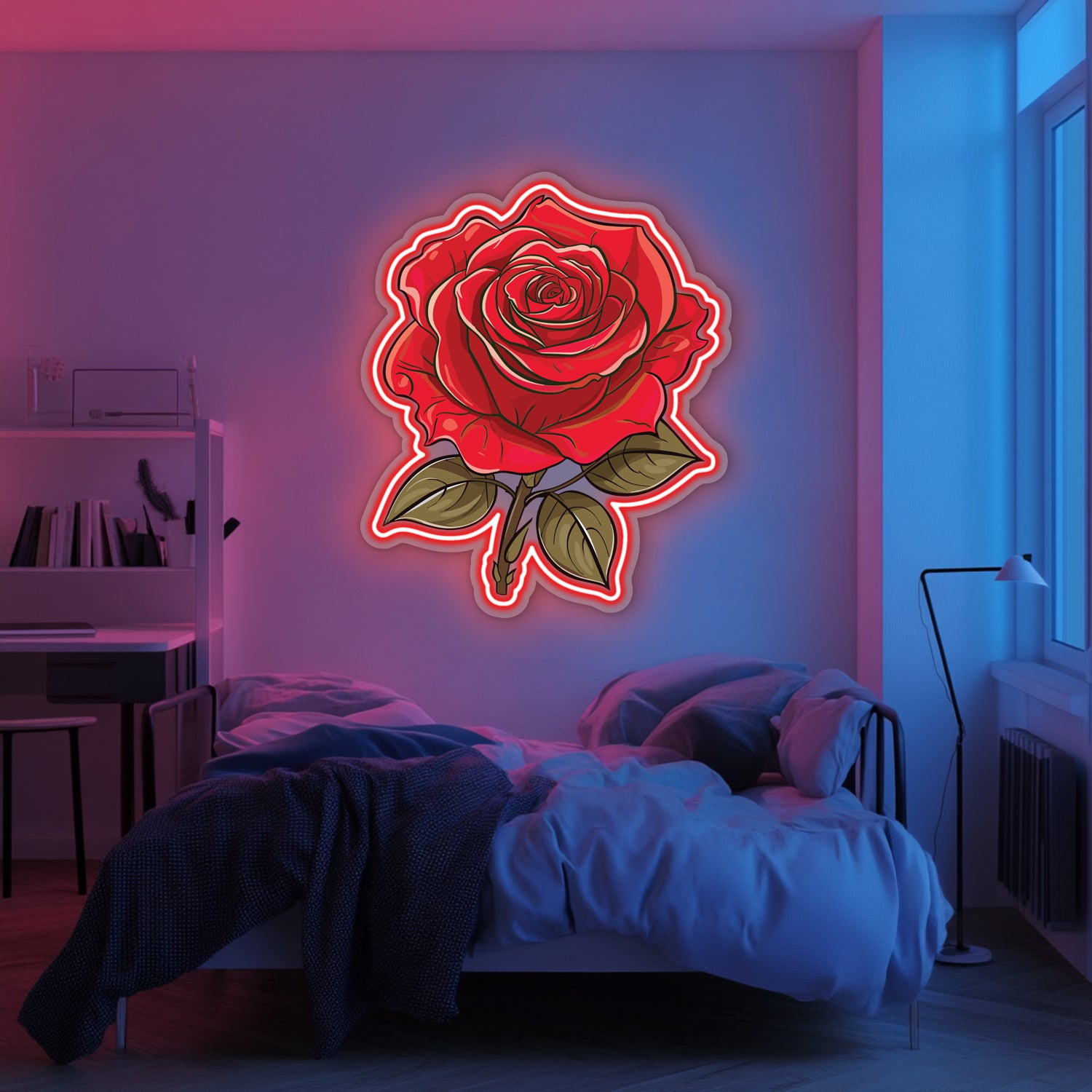 UV Printed Rose Neon Wall Art- LV0073
