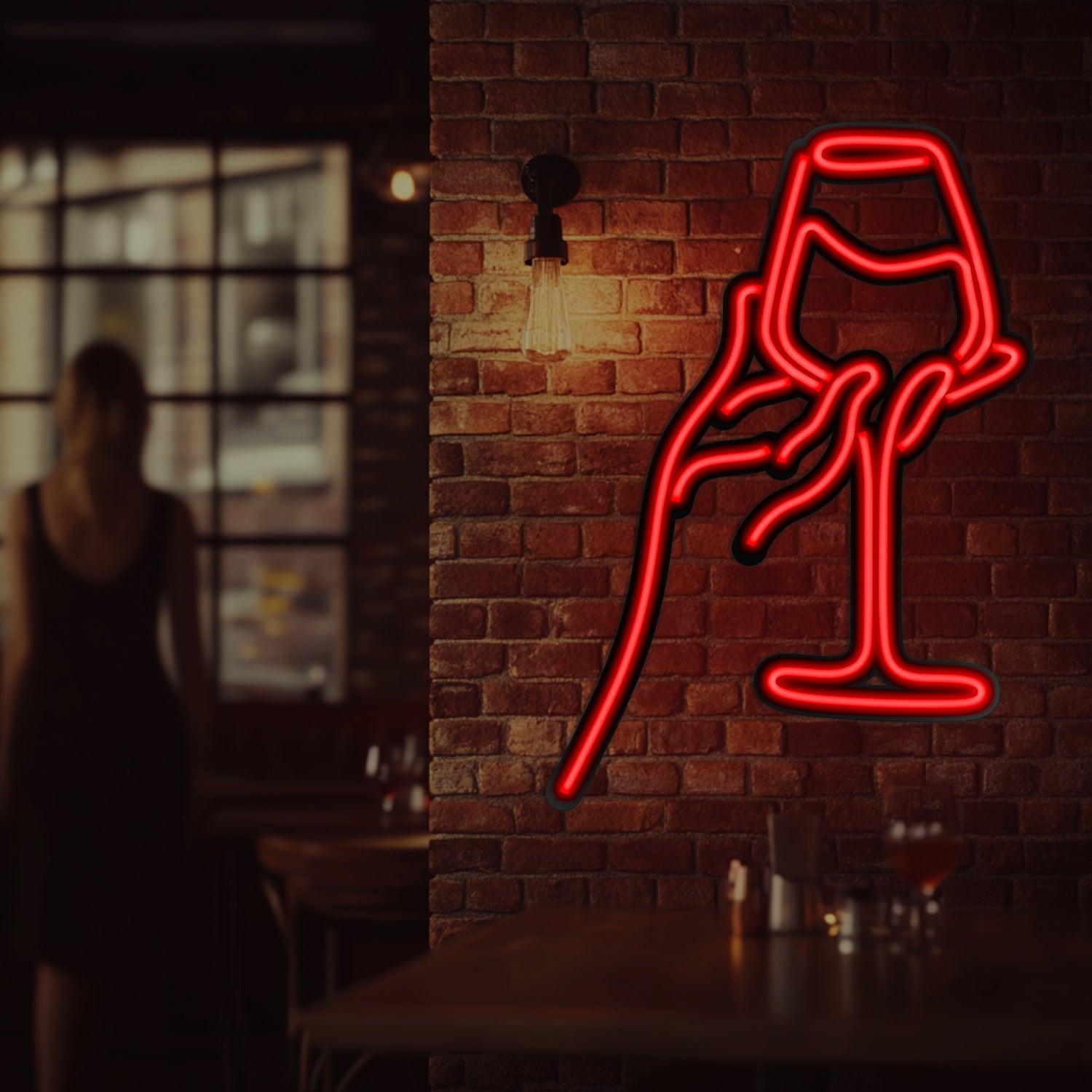 Wine Line Art Metal Neon Wall Art- LN0008