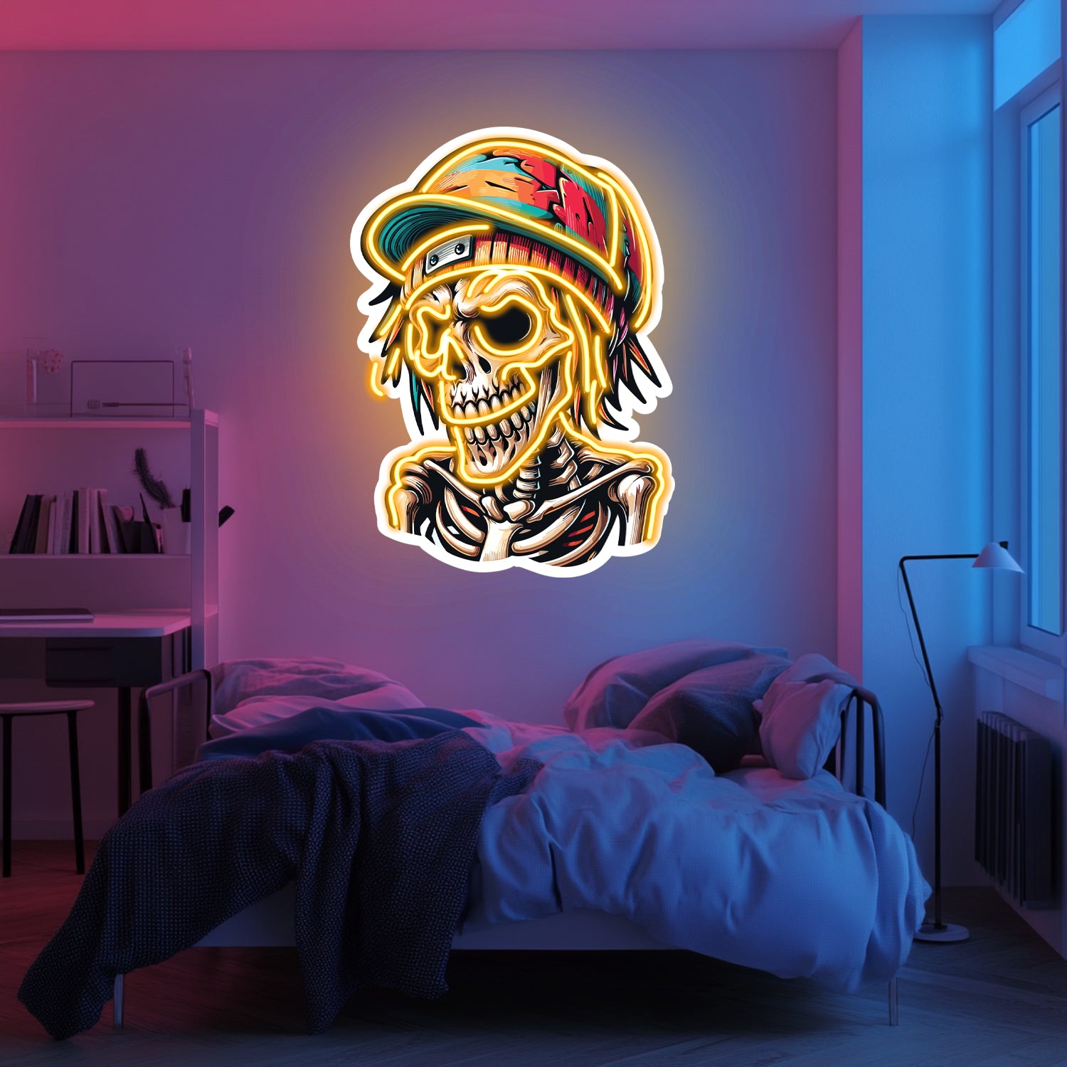 UV Printed Skull Neon Wall Art- LV0032