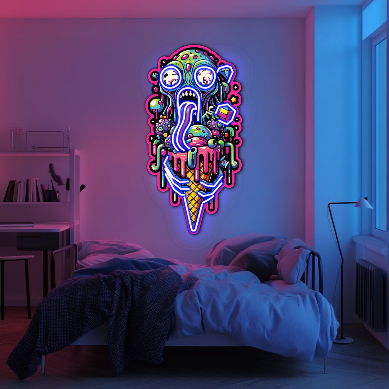 UV Printed Zombie Ice Cream Neon Wall Art- LV0060