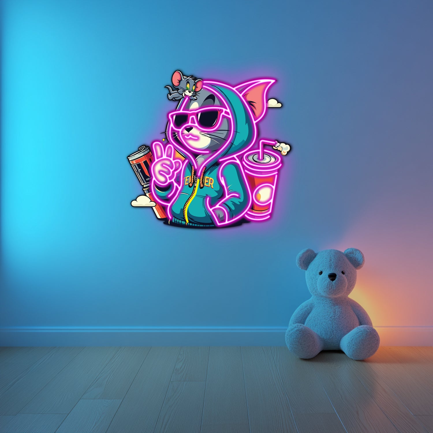 UV Printed Tom and Jerry Neon Wall Art- LV0052
