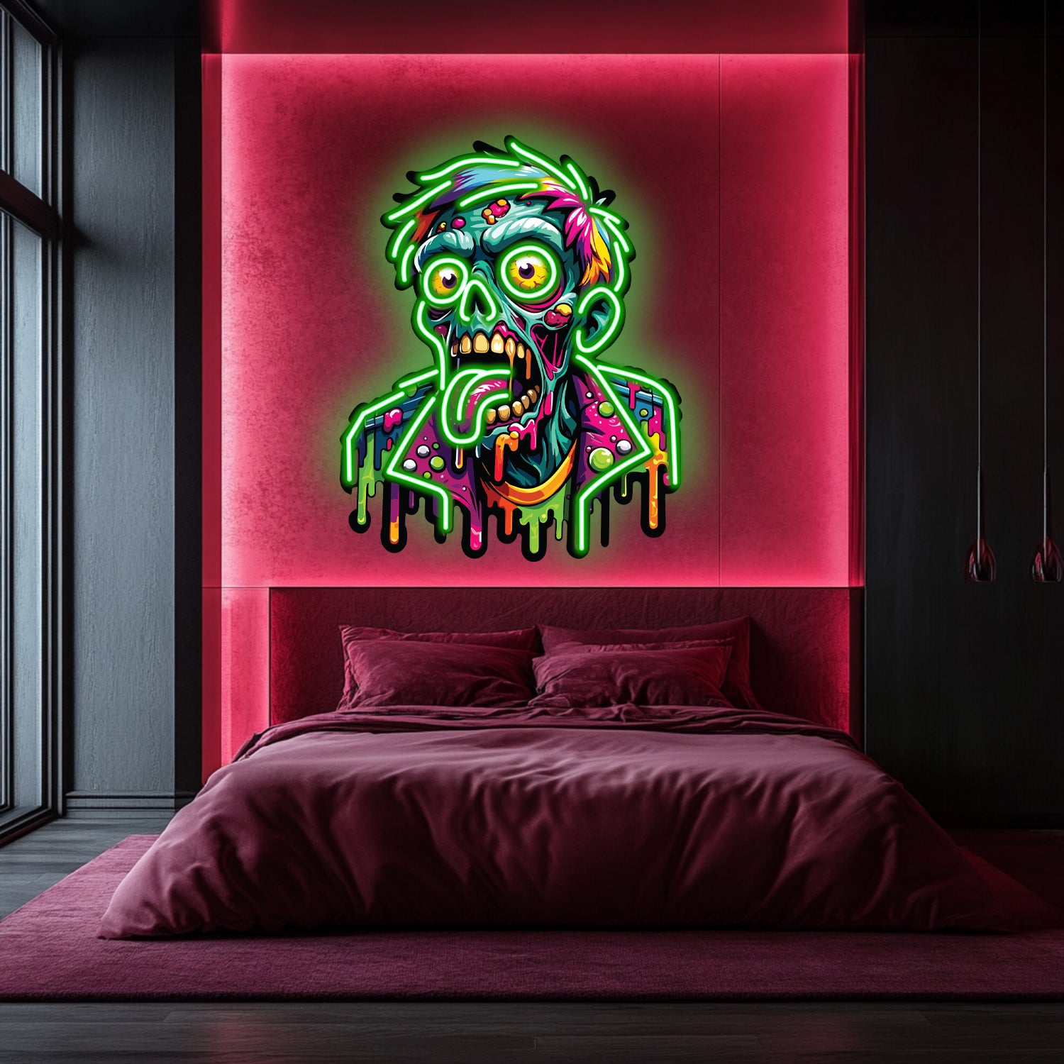 UV Printed Zombie  Neon Wall Art- LV0059