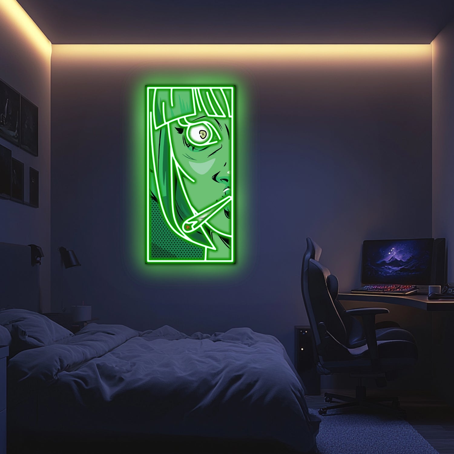 UV Printed Green Woman Neon Wall Art- LV0058