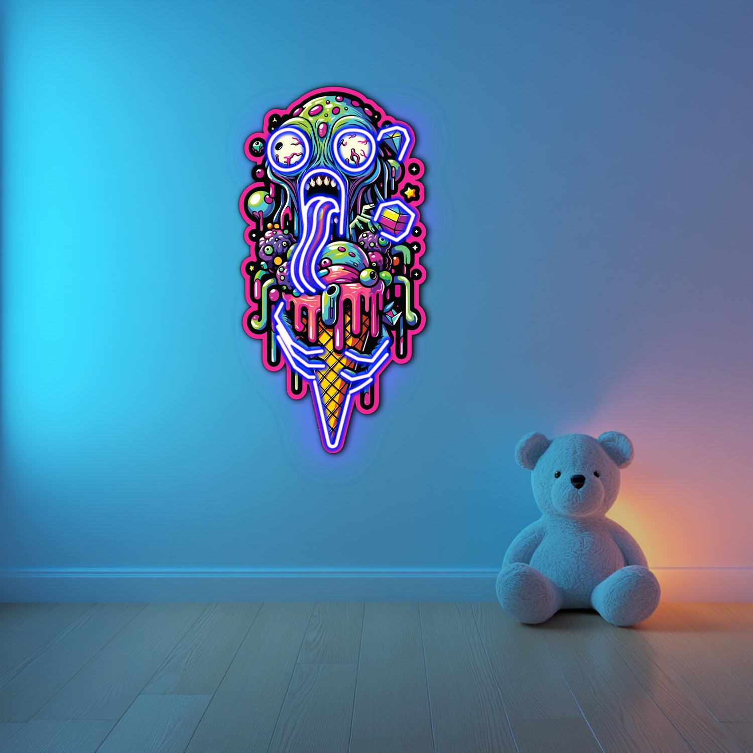UV Printed Zombie Ice Cream Neon Wall Art- LV0060