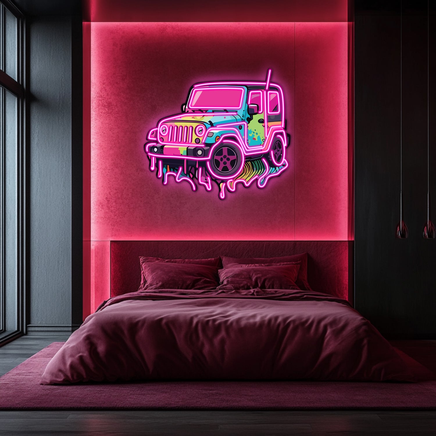 UV Printed Jeep Neon Wall Art- LV0078