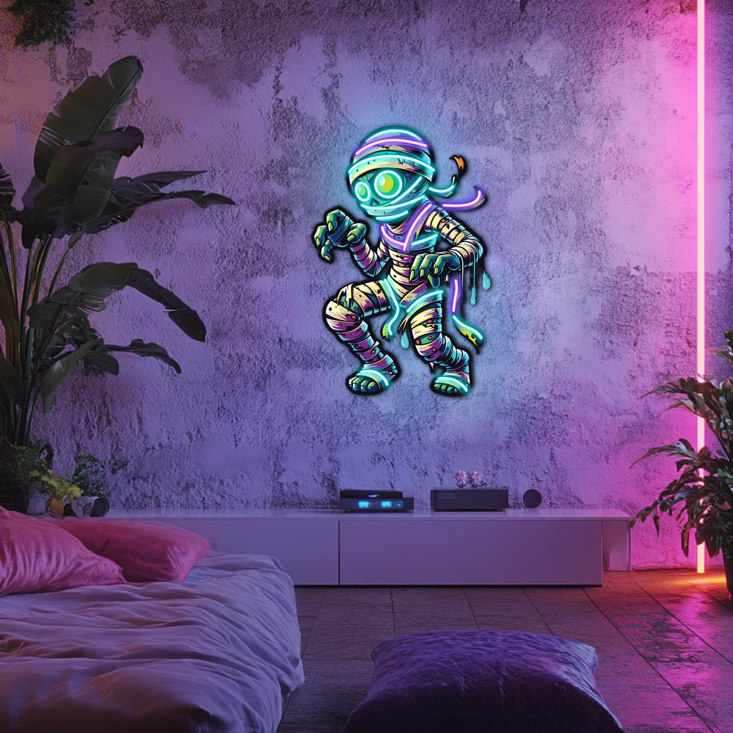 UV Printed Mummy Neon Wall Art- LV0036