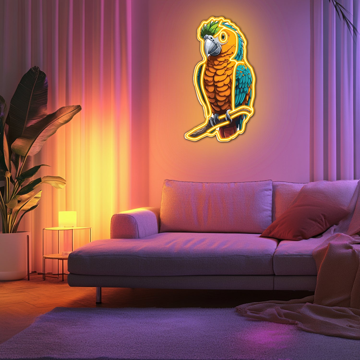 UV Printed Parrot Neon Wall Art- LV0038