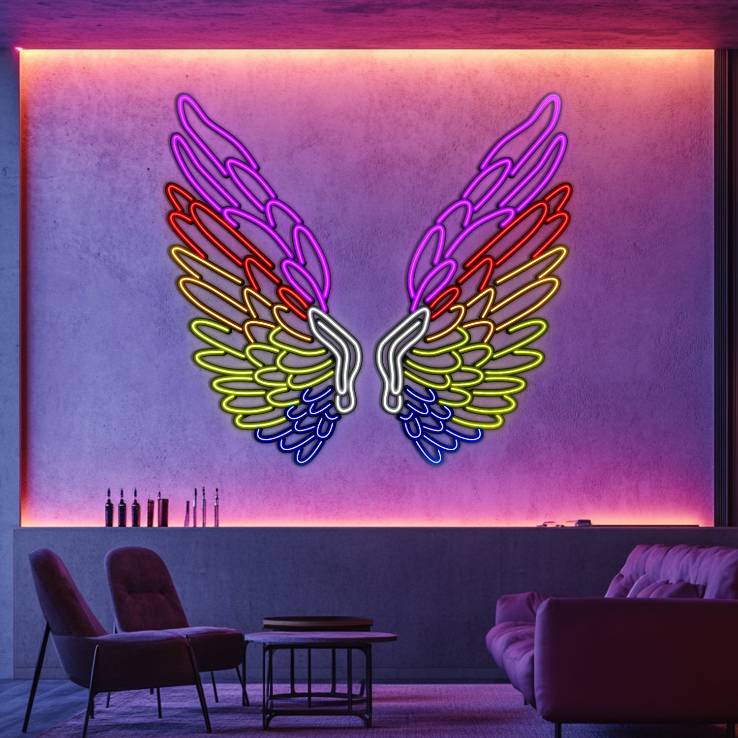 Rainbow Wing Metal Neon Wall Art- LN0013