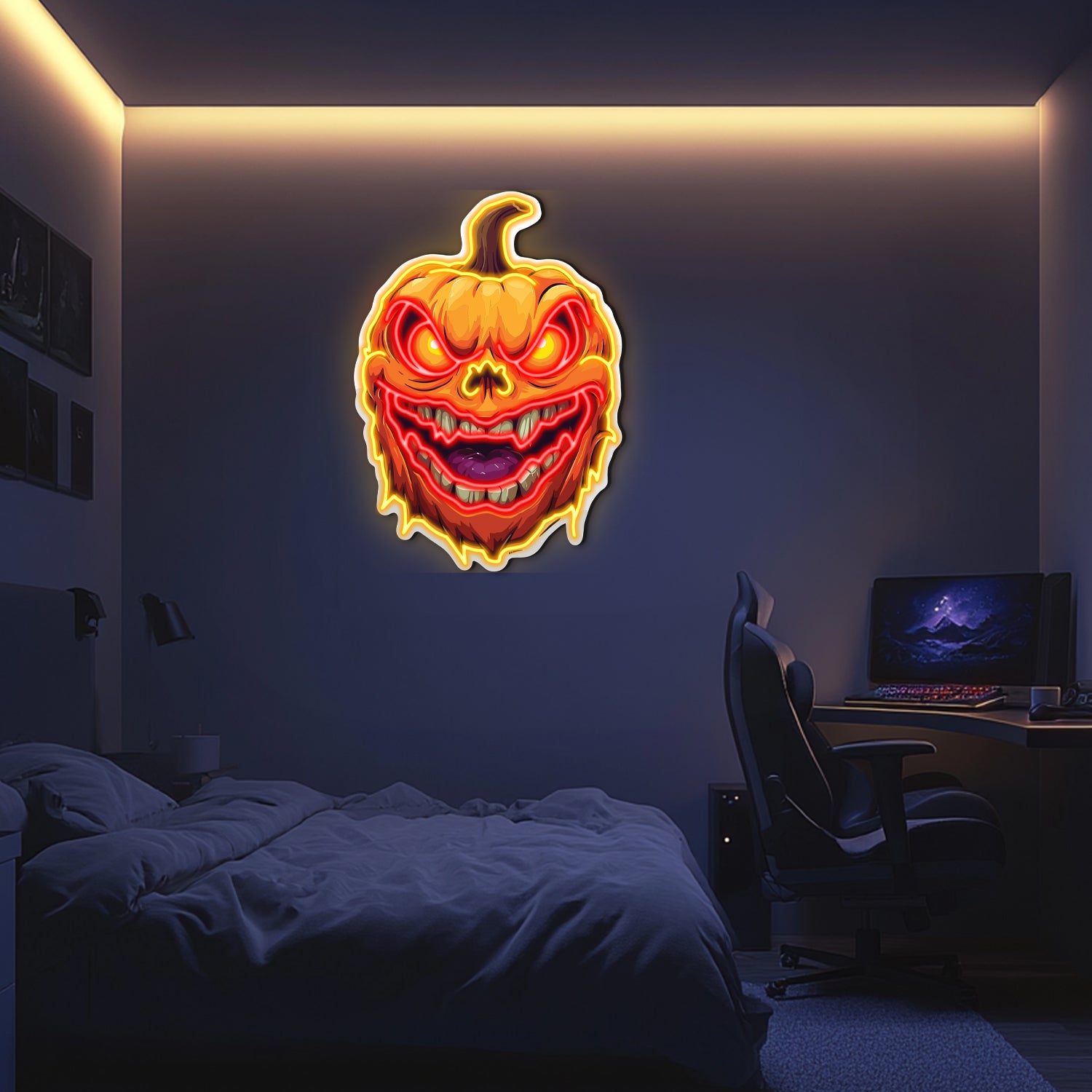 UV Printed Pumpkin Neon Wall Art- LV0006