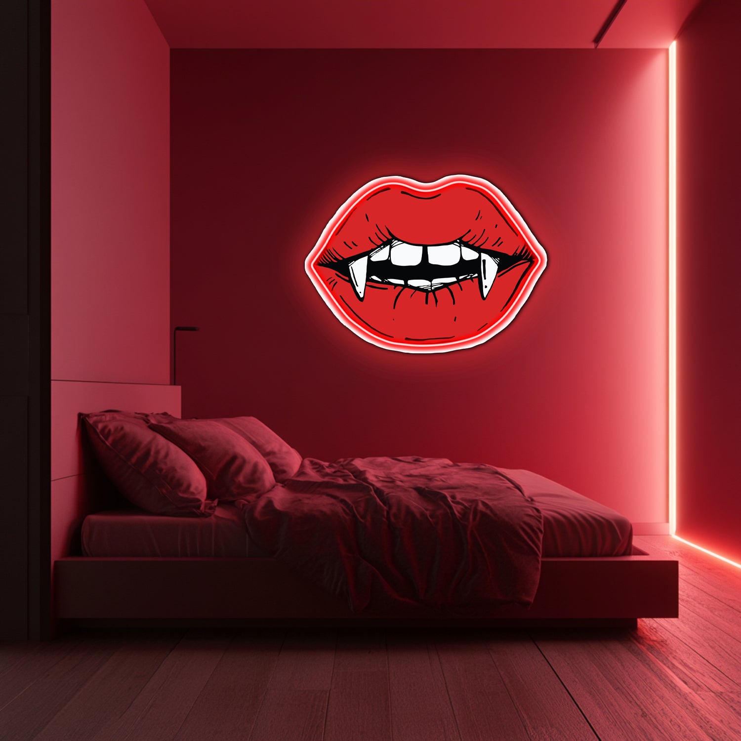 UV Printed Vampire Kiss Neon Wall Art- LV0054