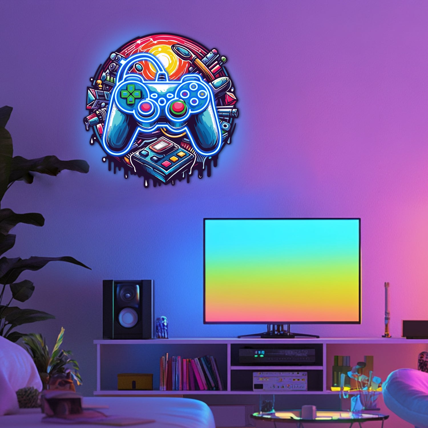 UV Printed Gamepad  Neon Wall Art- LV0070